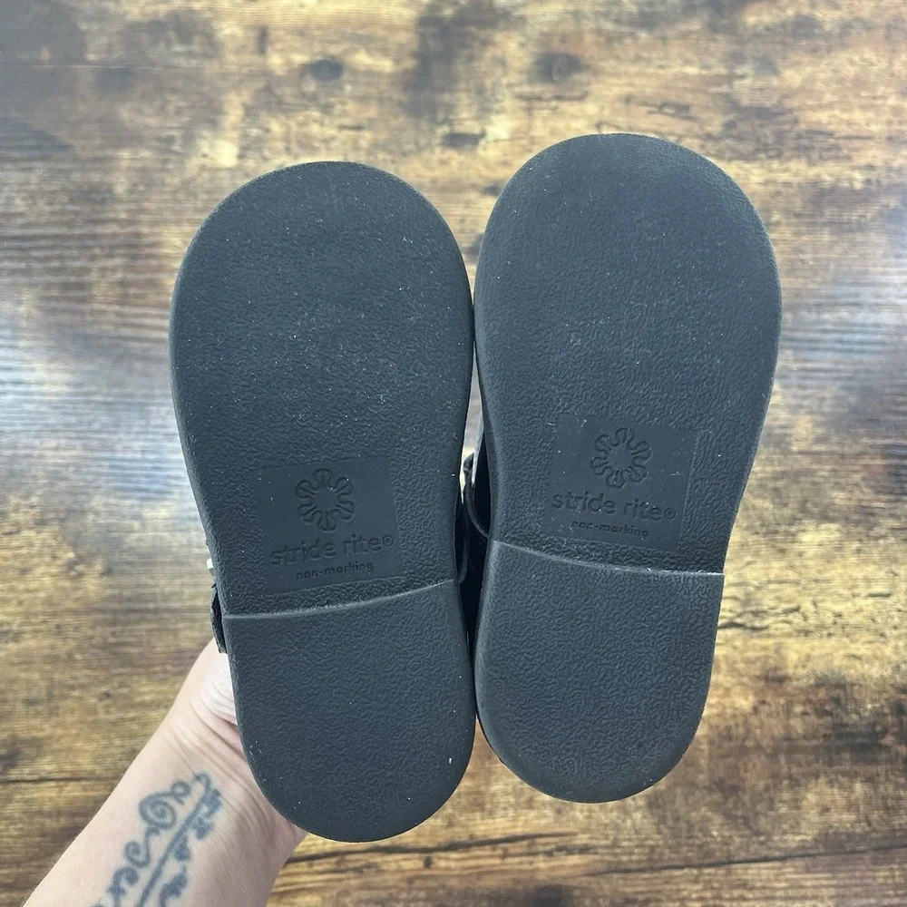 Stride Rite Girls Susie Mary Jane Loafers Black Patent Size 6.5W